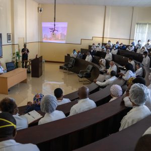 A lecture hall filled with surgeons ready to learn.